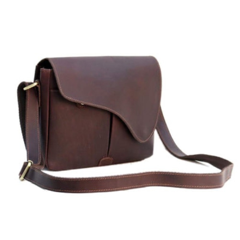 Elegant Brown Real Leather Bag